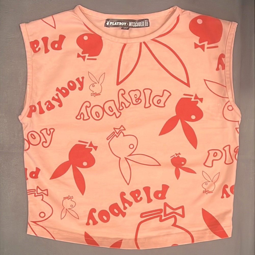 Playboy X Missguided Playboy Bunny Pink Sleeveless Crop Top